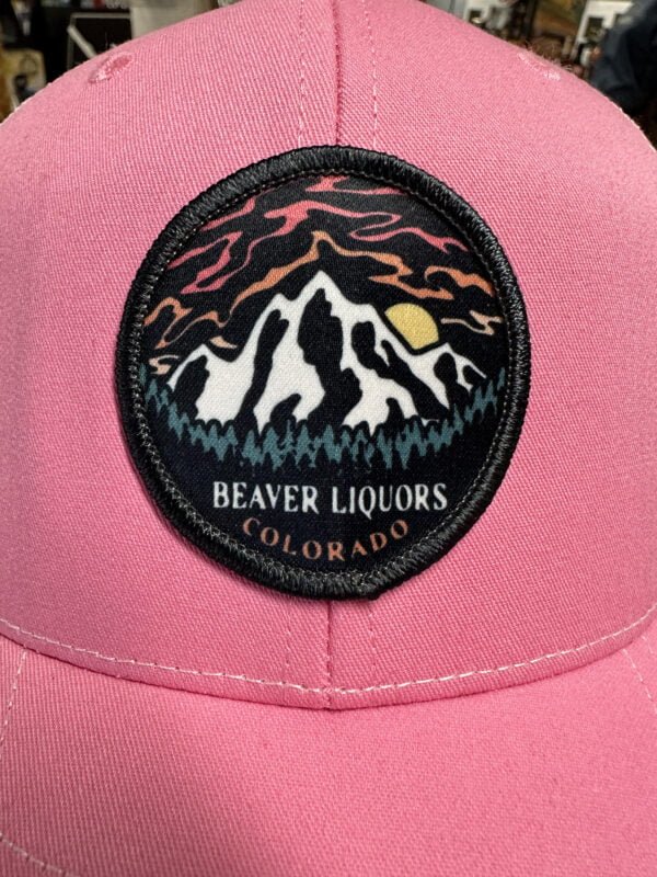 pink mountain trucker hat